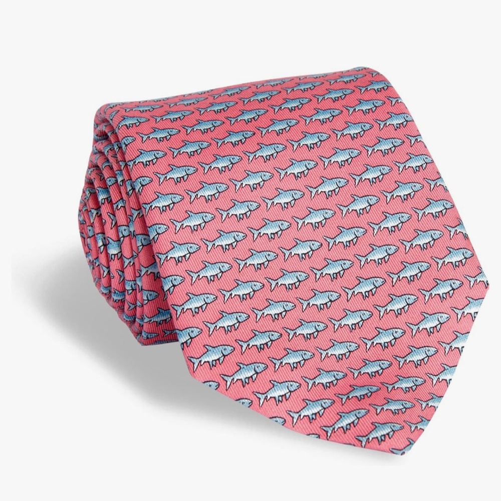 Mens Vineyard Vines Bonefish Pink Silk Tie